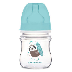 CANPOL Шише с широко гърло 120 мл. АНТИКОЛИК EXOTIC ANIMALS СИН