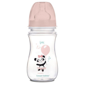 CANPOL Шише с широко гърло 240 мл. АНТИКОЛИК EXOTIC ANIMALS РОЗОВ
