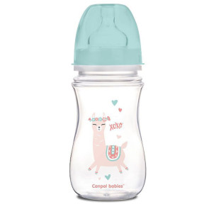 CANPOL Шише с широко гърло 240 мл. АНТИКОЛИК EXOTIC ANIMALS ЗЕЛЕН