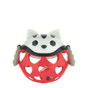 CANPOL Кръгла играчка с дрънкалка и отвори КОТЕ ЧЕРВЕН