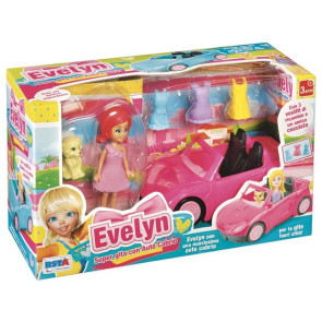 RSTOYS Кукла EVELYN с кабриолет, животинче и 3бр.рокли