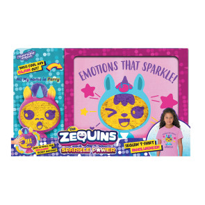 ZEQUINS Тениска с пайети и фигурка с променящо се личице SPARKLE POWER