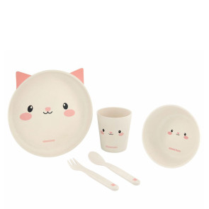 KIKKA BOO Сет за хранене 5 части бамбук CAT РОЗОВ