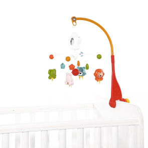 LORELLI Toys Музикална въртележка за легло HAPPY ANIMALS ORANGE