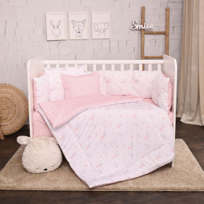 LORELLI Classic Сет Лили от 5 части за легло 60/120 см. РАНФОРС РОЗОВО ЛУНИ И ЗВЕЗДИ