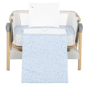 KIKKA BOO Спален комплект 5 части за мини - кошара BEAR WITH ME BLUE