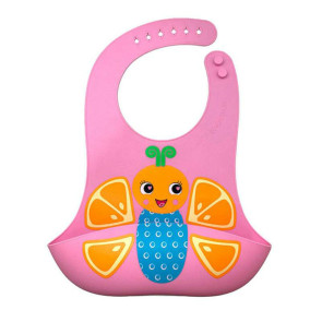 KIDS Лигавник силикон с джоб ПЧЕЛА РОЗОВ