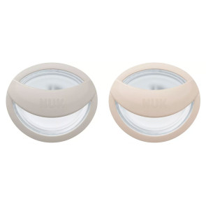 NUK Залъгалка силикон + кутийка 0-9м 2 бр. MOMMY FEEL СИВА/БЕЖОВА