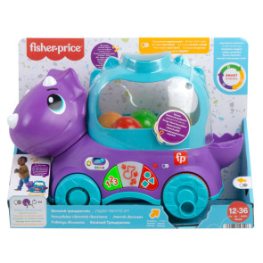 Fisher-Price® Интерактивен динозавър - трицератопс за дърпане с топки, музикални и светлинни ефекти