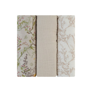 KIKKA BOO К-кт муселинови пелени 3бр 75х75 см SECRET GARDEN BEIGE