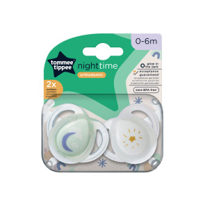 TOMMEE TIPPEE Ортодонтични залъгалки 0-6 м. NIGHT ЗВЕЗДА/СИНЯ