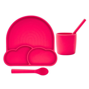 Babychefs by ZN Силиконов сет за хранене 4 части - розов