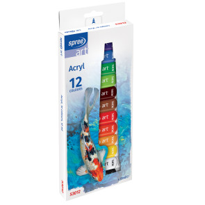 SpreeArt Акрилна боя 12 цвята в алуминиеви тубички
