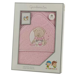 GAMBERRITOS Бебешка хавлия 100/100 МЕЧЕ РОЗОВА