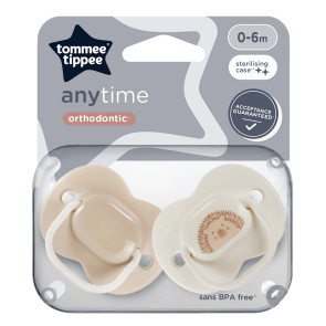 TOMMEE TIPPEE Ортодонтични залъгалки 0-6м. ANYTIME Бежов Таралеж