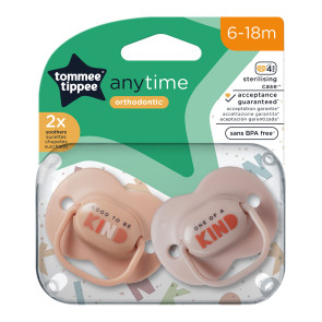 TOMMEE TIPPEE Ортодонтични залъгалки 6-18м. ANYTIME Розова