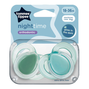 TOMMEE TIPPEE Ортодонтични залъгалки 18-36 м. NIGHT Зелена