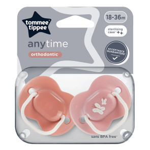 TOMMEE TIPPEE Ортодонтични залъгалки 18-36 м. ANYTIME Розова пеперуда