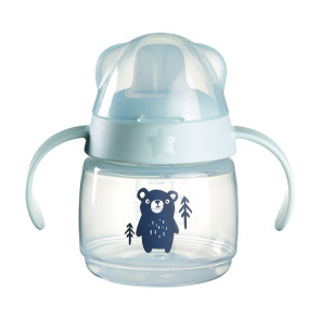 TOMMEE TIPPEE Неразливаща се чаша с мек накрайник 150мл. SOFT SPOUT BACSHIELD СИНЯ/МЕЧЕ