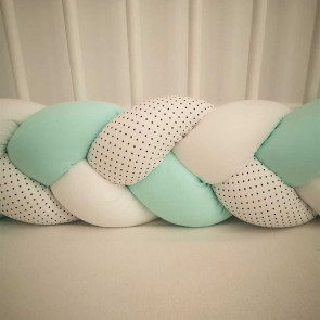 BLOSSOM Плетен обиколник 330 см МЕНТА/ТЪМНО СИНИ ТОЧКИ