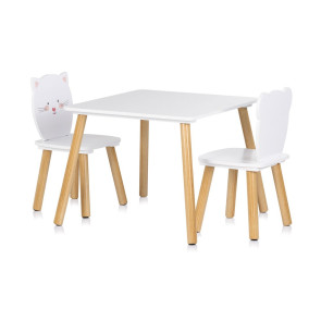 CHIPOLINO К-кт дървена маса с 2 столчета МЕЧЕ И КОТЕ