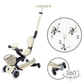 GLOBBER Тротинетка 5в1 GO UP BABY LEARN LIGHTS 360 БЕЖОВА