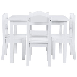 GINGER HOME К-кт дървена маса с 4 столчета БЯЛА