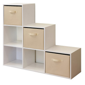 GINGER HOME Органайзер/етажерка 6 отделения + 3бр. кутии WHITE