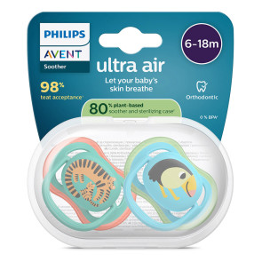AVENT Силиконови залъгалки 2 бр. 6-18 м. ULTRA AIR ТУКАН/ТИГЪР