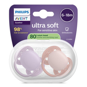 AVENT Силиконови залъгалки 2 бр. 6-18 м. ULTRA SOFT ПАСТЕЛНИ МОМИЧЕ