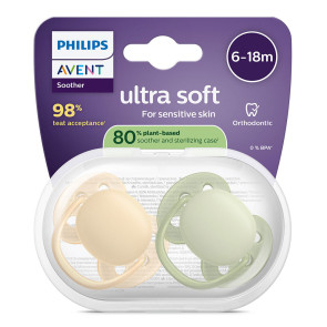 AVENT Силиконови залъгалки 2 бр. 6-18 м. ULTRA SOFT ПАСТЕЛНИ МОМЧЕ