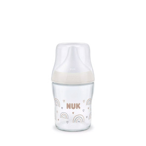 NUK PM Шише TEMPERATURE CONTROL стъкло 0+м. 120 мл ДЪГА