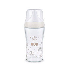 NUK PM Шише TEMPERATURE CONTROL стъкло 3+м. 230 мл ДЪГА