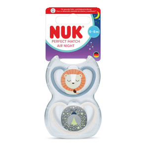 NUK PM Залъгалка силикон + кутийка 0-6 м 2 бр. AIR ЛЪВ