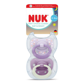 NUK FC Залъгалка силикон + кутийка 0-6 м 2 бр. DAY&NIGHT МОМИЧЕ