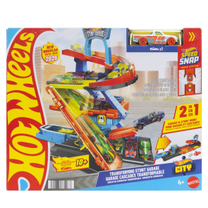 HW CITY Трансформиращ Се Гараж За Каскади + Количка
