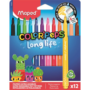 Maped Color Peps Флумастери Long Life, 12 цвята