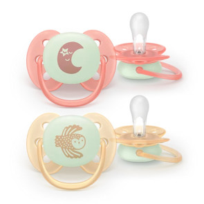 AVENT Силиконови залъгалки 2 бр. 0-6 м. ULTRA SOFT ЛУНА/СОВА