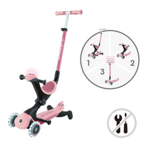 GLOBBER Тротинетка 5в1 GO UP DELUXE LIGHTS 360 PASTEL РОЗОВА
