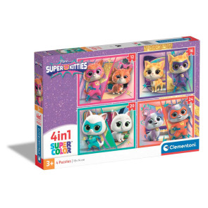 CLEMENTONI 4 в 1 Пъзел Super Kitties