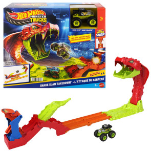 HW MONSTER TRUCKS Комплект За Игра "Змийска Каскада" + Бъги