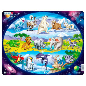 LARSEN Пъзел MAXI - Животните в Южна Африка, Антрактида и Австралия 15 части