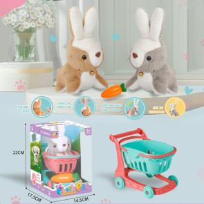 Заек в количка с мърдащи уши