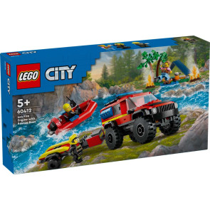 LEGO City Пожарникарски камион 4x4 със спасителна лодка 60412