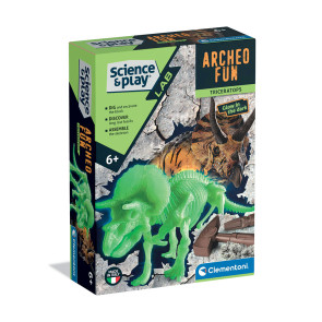 CLEMENTONI ARHEO FUN Разкрий Скелет Динозавър Triceratops Glow in The Dark