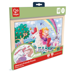 HAPE Дървен пъзел - Еднорог и приятели