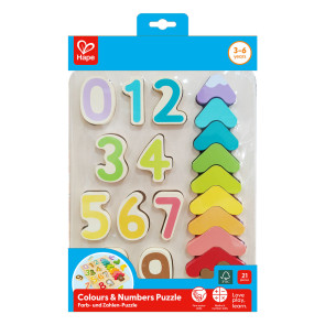 HAPE Дървен пъзел с цветове и числа