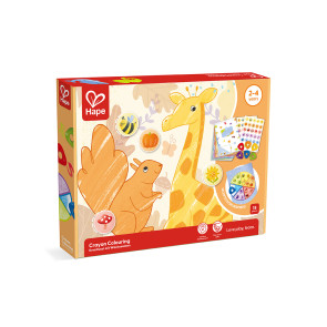 HAPE Комплект книжка със стикери и пастели за оцветяване