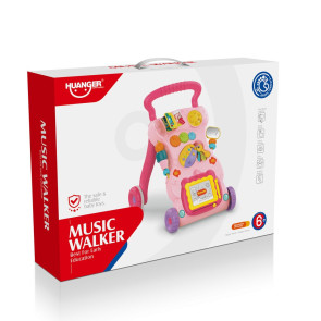 Huanger Музикална Проходилка с Дъска за Рисуване Розова