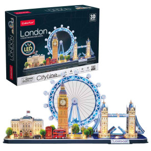 CubicFun Пъзел 3D City Line London 186ч. с LED светлини